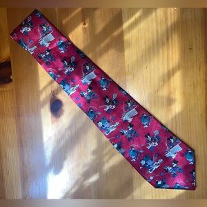 Red Novelty Men's Tie with Cartoon Pattern